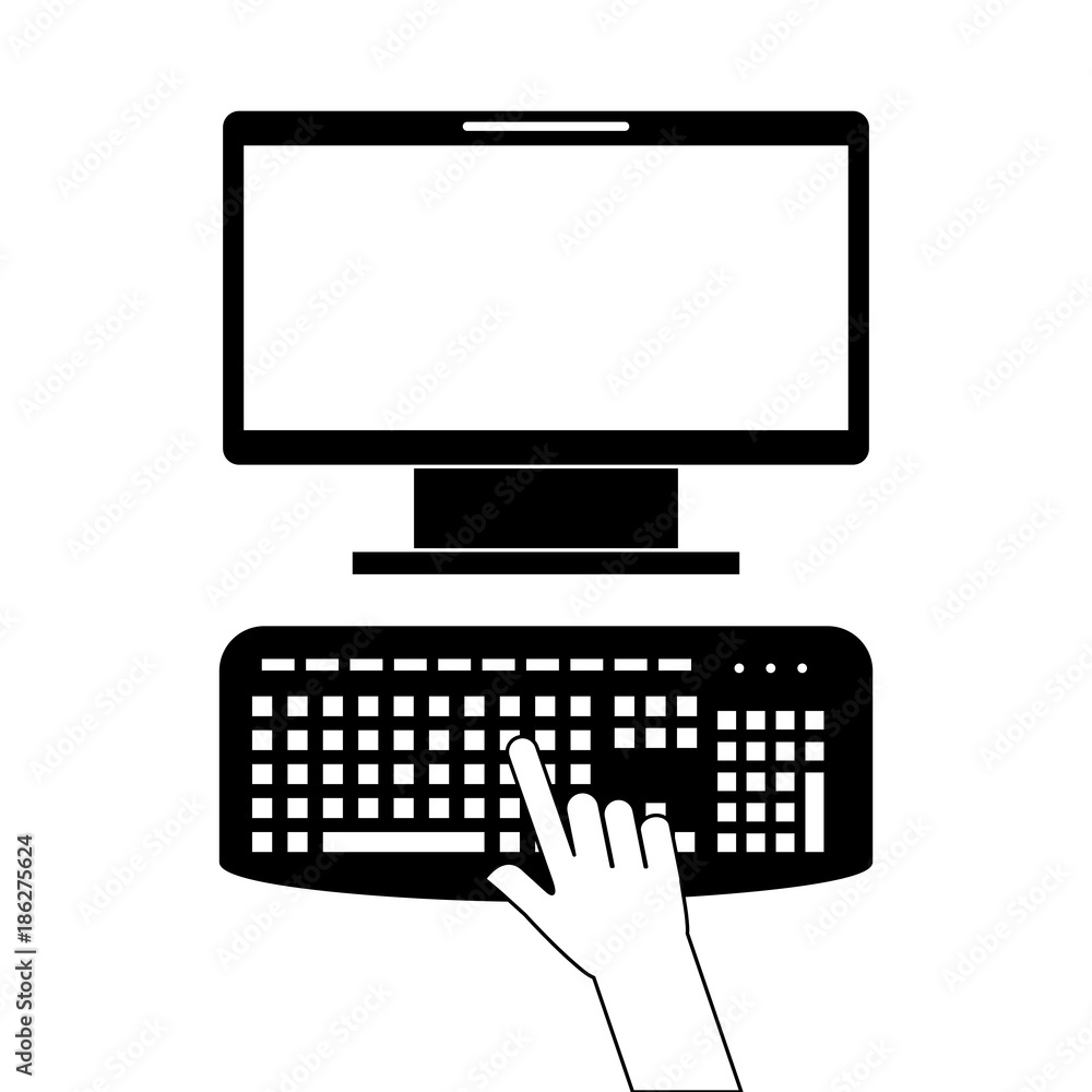 Poster user with computer desktop vector illustration design