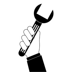 hand with wrench key isolated icon vector illustration design