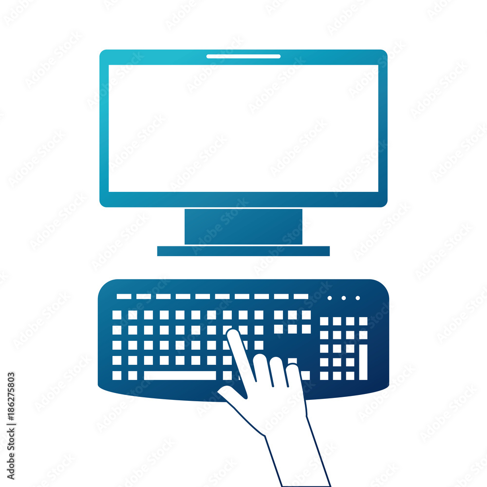 Poster user with computer desktop vector illustration design