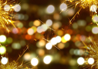 Sparkler fire with bokeh background at night