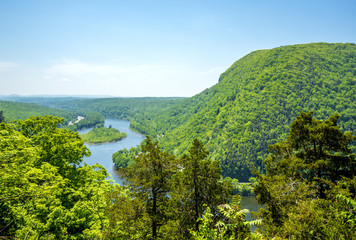Scenic view of mountain and river at Mt. Tammany 