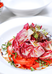 salad with the red cabbage on plate