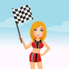 Fototapete Motorsport girl with the checkered flag  © adrenalinapura