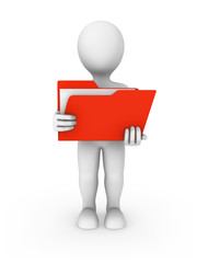 3d white man with folder in hands