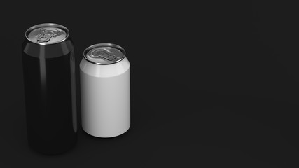 Big black and small white soda cans mockup