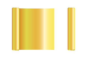 Realistic roll of golden foil. Vector illustration