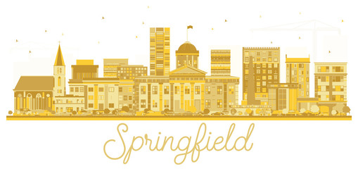 Springfield Illinois USA City skyline golden silhouette.