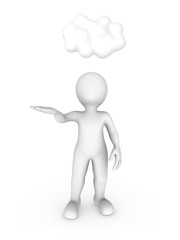 3d white man with cloud