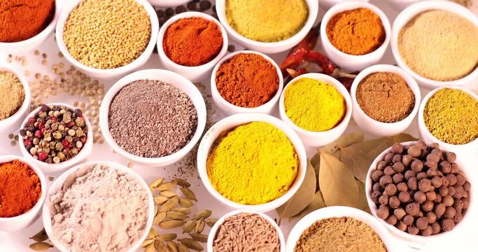 Close-up of different types of Assorted Spices 