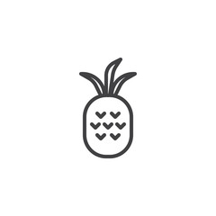 Pineapple fruit line icon, outline vector sign, linear style pictogram isolated on white. Tropical food symbol, logo illustration. Editable stroke