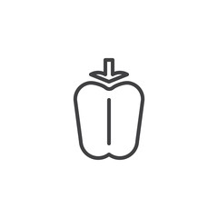 Bell pepper vegetable line icon, outline vector sign, linear style pictogram isolated on white. Paprika symbol, logo illustration. Editable stroke