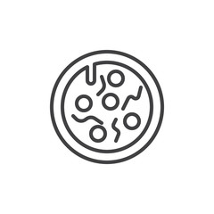 Pizza line icon, outline vector sign, linear style pictogram isolated on white. Fast food symbol, logo illustration. Editable stroke