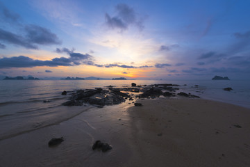 Beautiful sky before sunrise at Koh Yao Noi beach