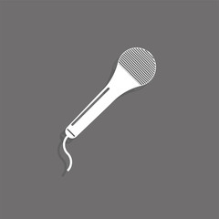 Portable microphone. White vector icon on a gray background with a shadow.