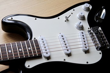 close-up of an electric guitar