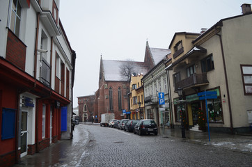 Stare miasto w Oświęcimiu zimą/The old town in Oswiecim in winter, Lesser Poland, Poland 