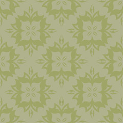 Olive green floral seamless pattern