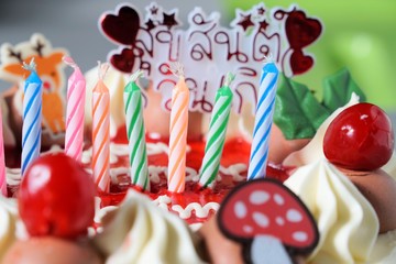 candles lighting on birthday cake