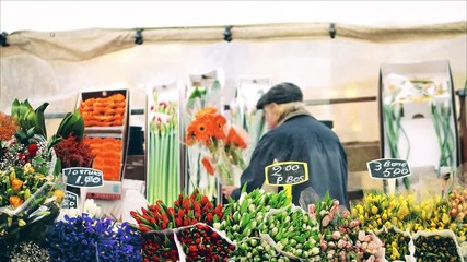 Unknown flower seller in Amsterdam, Netherlands