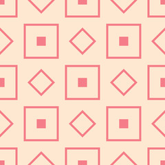 Geometric ornament. Red and beige seamless pattern