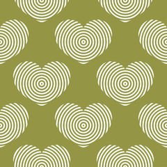 Olive hearts as seamless pattern. Romantic background