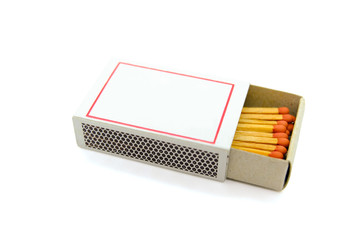 matchsticks in box isolated on white background