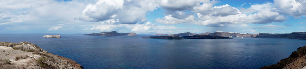 Panorama view of the caldera island of Santorini
