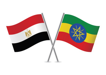 Egypt and Ethiopia flags. Vector illustration.