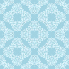 White and blue floral seamless pattern