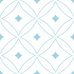White and blue geometric ornament. Seamless pattern
