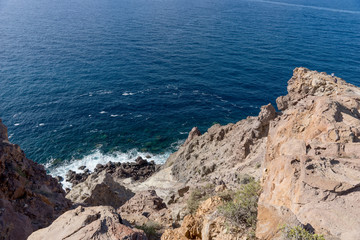 Fototapeta na wymiar Shoreline in the south part of Santorini