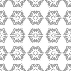 Gray floral seamless pattern on white background