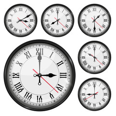 Retro clock with roman numerals and vintage hour and minute hand. Collection