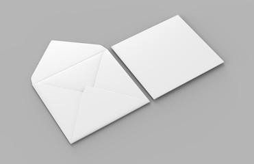 Blank white realistic baronial envelopes mock up. 3d rendering illustration.