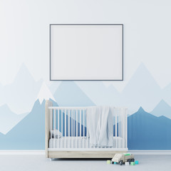 Babyzimmer, Wiege und Poster aus nächster Nähe © ImageFlow