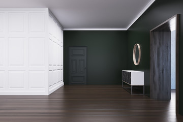 Empty living room with chest of drawers