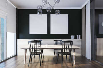 Table and square posters dining room