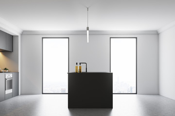 White and gray kitchen side