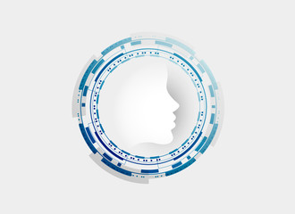 Naklejka premium technology face concept design, artifitical intelligence template