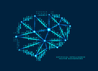 digital brain design with technological numbers concept