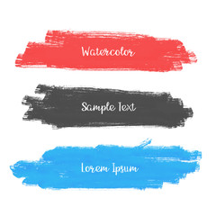 set of three watercolor stroke banner design