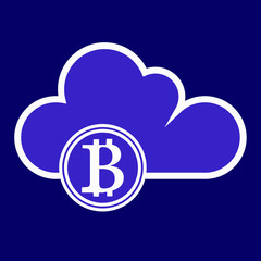 blue bitcoin cloud icon vector design