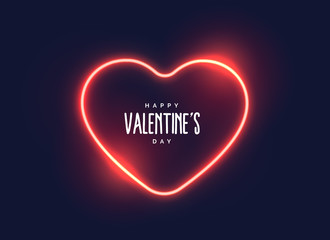 stylish neon light heart for valentine's day - obrazy, fototapety, plakaty