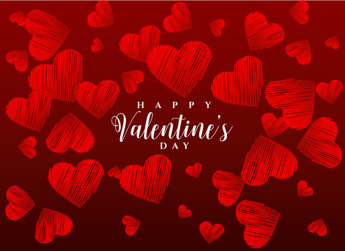 Red Scribble Hearts Background Greeting Design