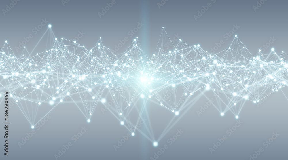Poster connections system and datas exchanges 3d rendering