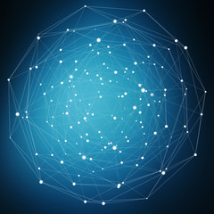 Flying network connection interface 3D rendering