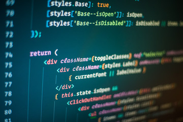 Software code shown on a black screen of a computer