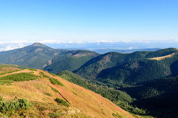 slovakian carpathian mountains in autumn. sunny hill tops in summer