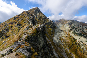 slovakian carpathian mountains in autumn. rock textures on walls of hills