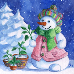 Snowman gardener